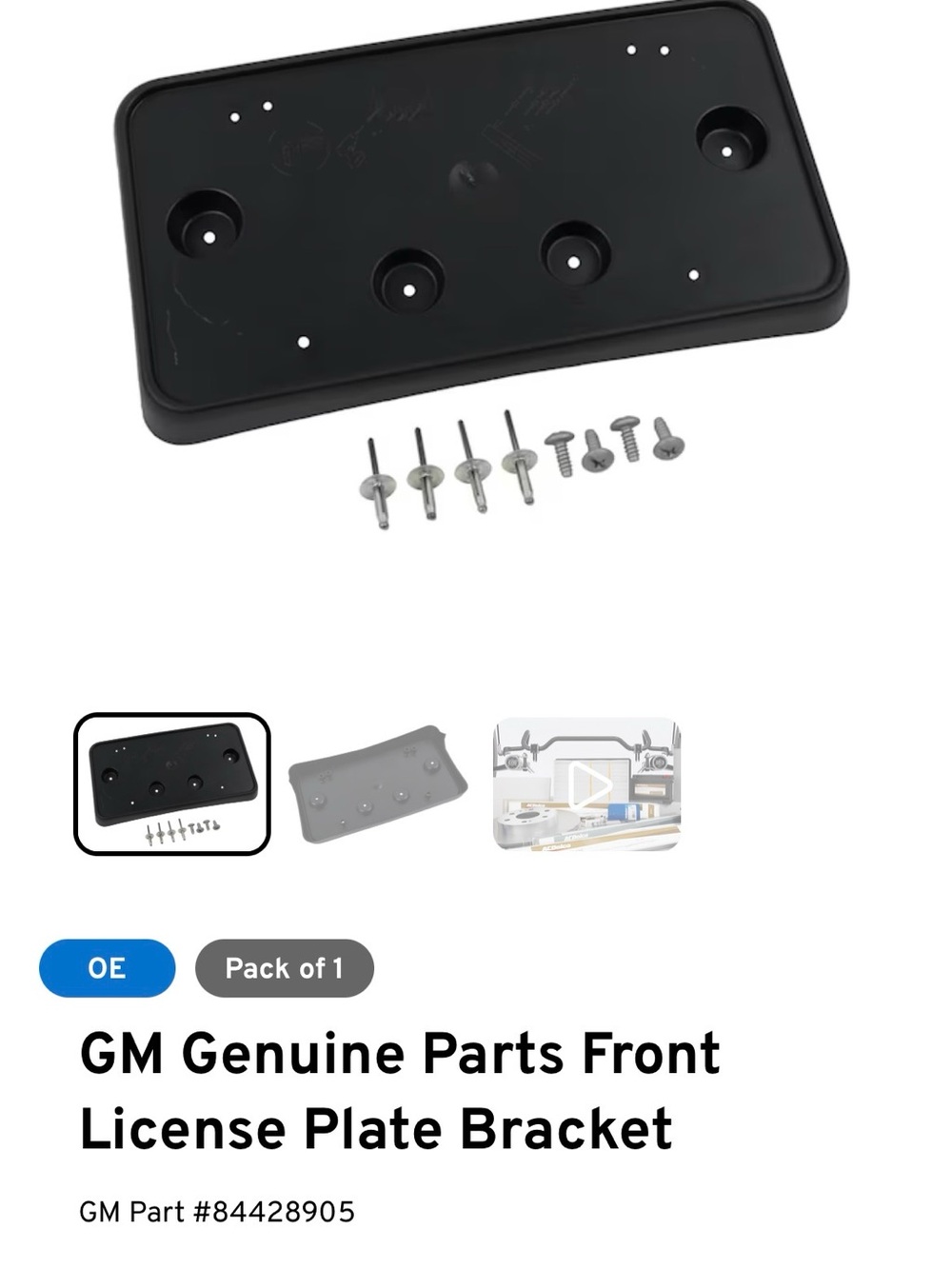 Genuine part 84428905 bracket front license plate chevy gm. New